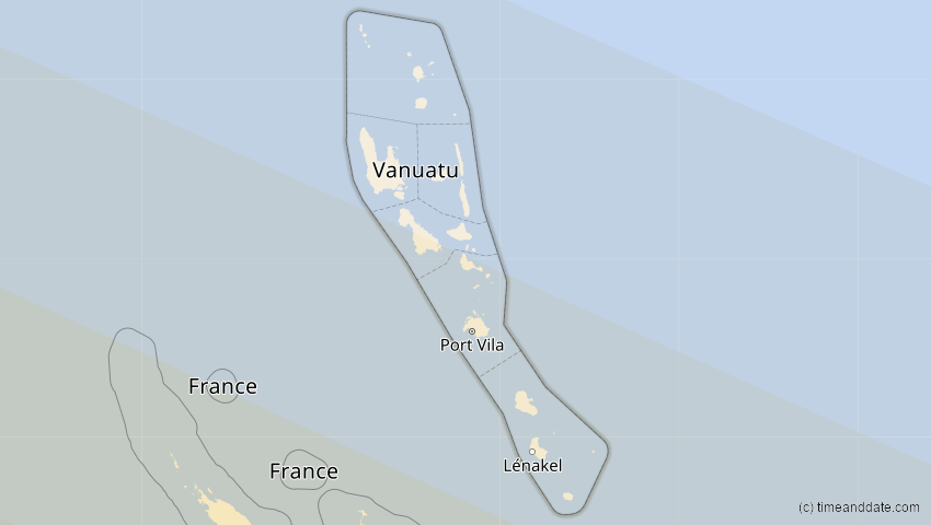 A map of Vanuatu, showing the path of the 31. Mai 2068 Totale Sonnenfinsternis