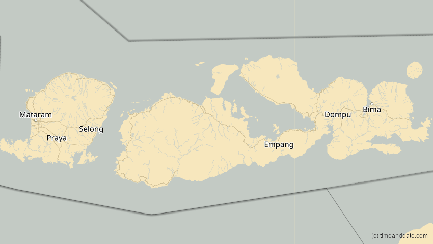 A map of Nusa Tenggara Barat, Indonesien, showing the path of the 31. Mai 2068 Totale Sonnenfinsternis