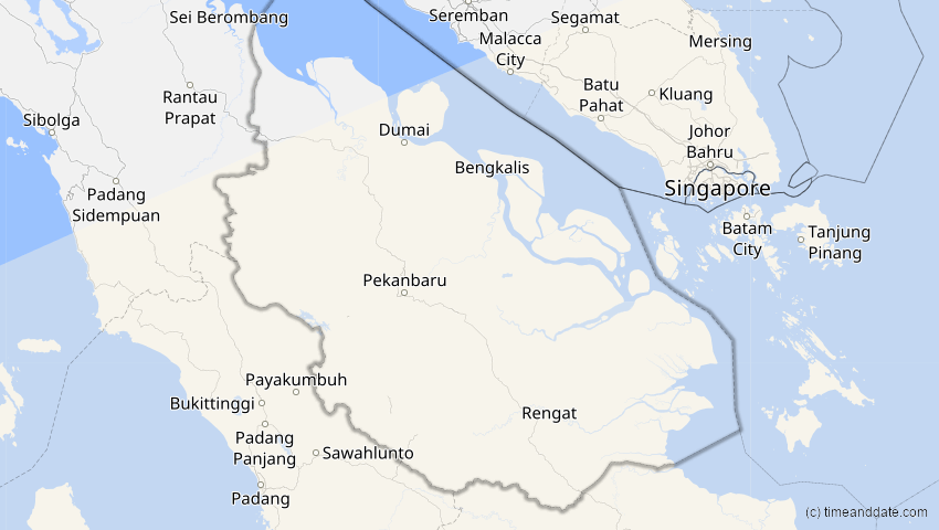 A map of Riau, Indonesien, showing the path of the 31. Mai 2068 Totale Sonnenfinsternis
