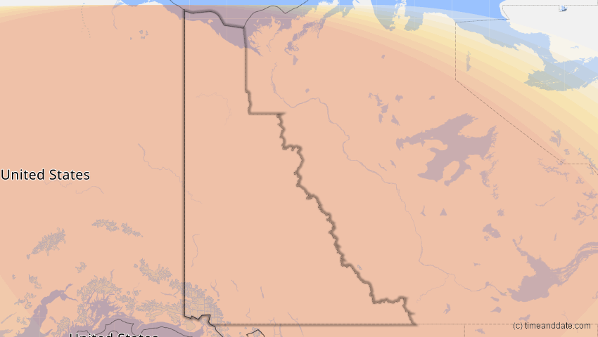 A map of Yukon, Kanada, showing the path of the 24. Nov 2068 Partielle Sonnenfinsternis