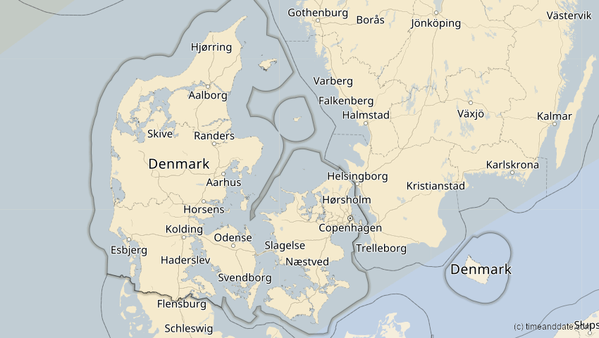 A map of Dänemark, showing the path of the 21. Apr 2069 Partielle Sonnenfinsternis