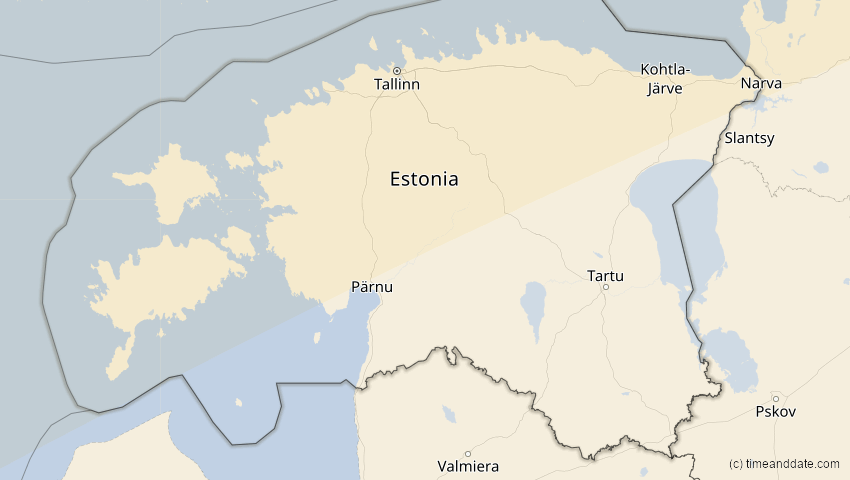A map of Estland, showing the path of the 21. Apr 2069 Partielle Sonnenfinsternis