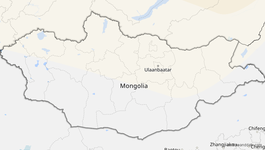 A map of Mongolei, showing the path of the 21. Apr 2069 Partielle Sonnenfinsternis