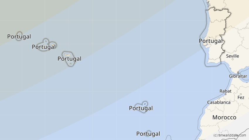 A map of Portugal, showing the path of the 21. Apr 2069 Partielle Sonnenfinsternis