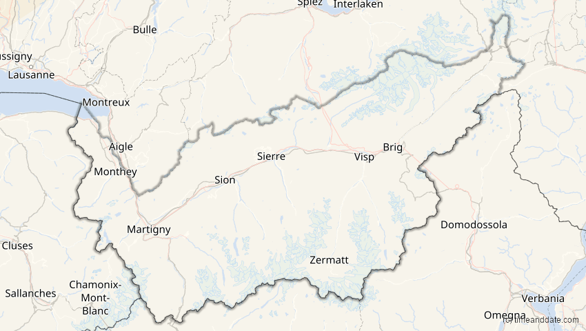 A map of Wallis, Schweiz, showing the path of the 21. Apr 2069 Partielle Sonnenfinsternis