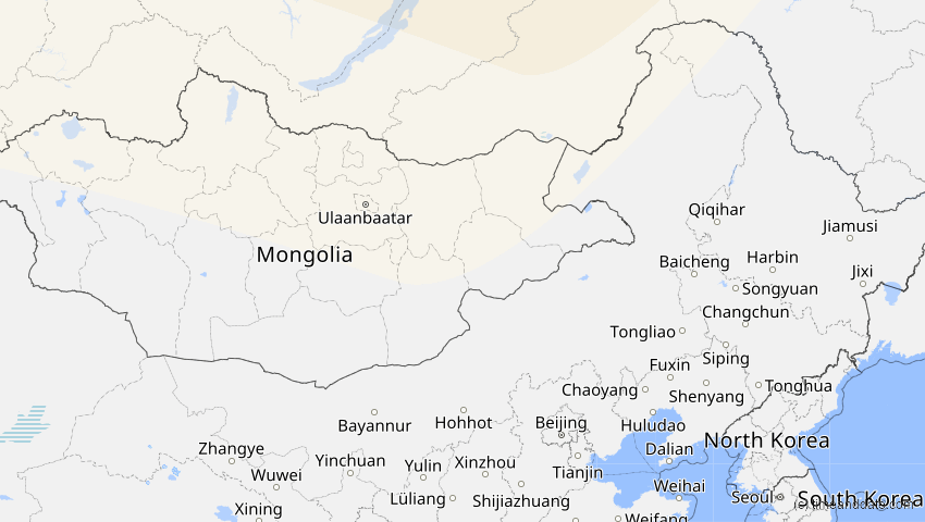 A map of Innere Mongolei, China, showing the path of the 21. Apr 2069 Partielle Sonnenfinsternis