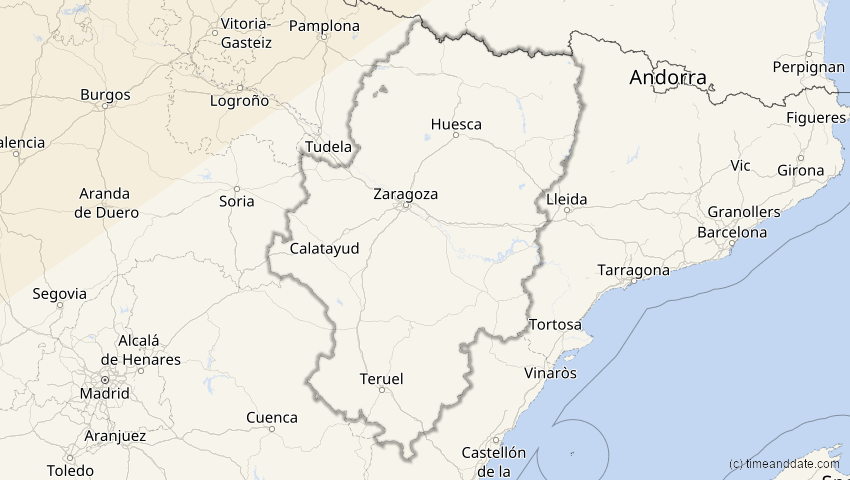A map of Aragonien, Spanien, showing the path of the 21. Apr 2069 Partielle Sonnenfinsternis