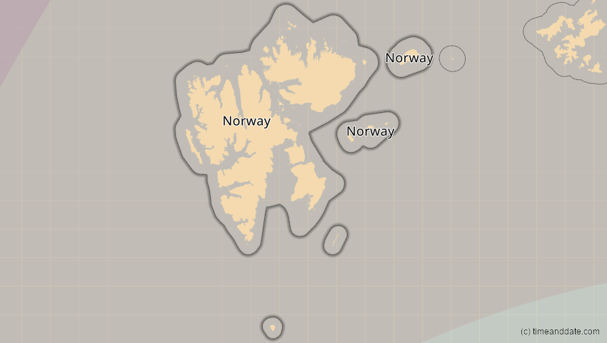 A map of Spitzbergen, Norwegen, showing the path of the 21. Apr 2069 Partielle Sonnenfinsternis