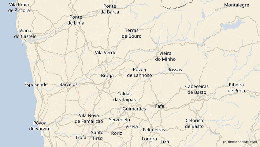 A map of Braga, Portugal, showing the path of the 21. Apr 2069 Partielle Sonnenfinsternis