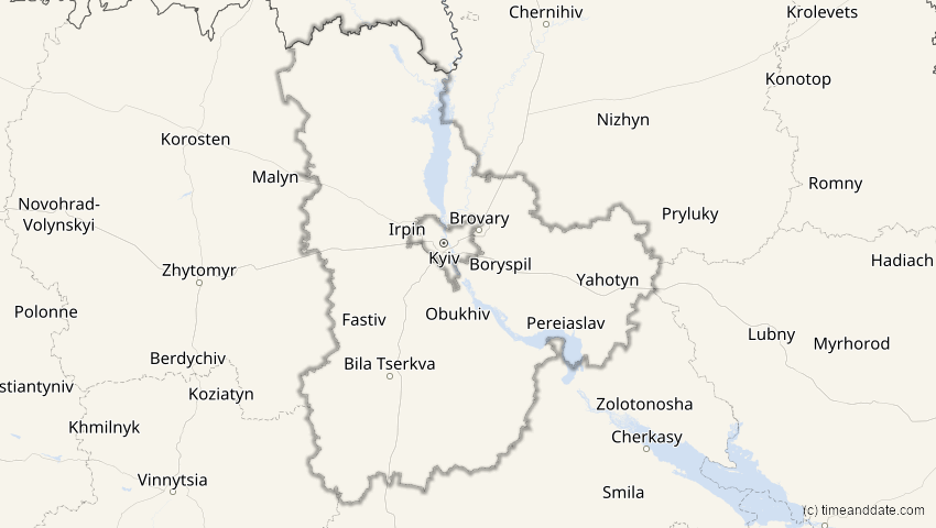 A map of Kiew, Ukraine, showing the path of the 21. Apr 2069 Partielle Sonnenfinsternis