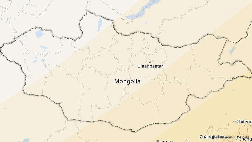 A map of Mongolei, showing the path of the 11. Apr 2070 Totale Sonnenfinsternis