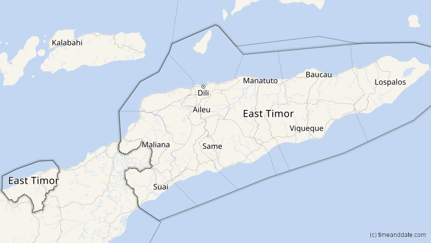A map of Osttimor, showing the path of the 11. Apr 2070 Totale Sonnenfinsternis