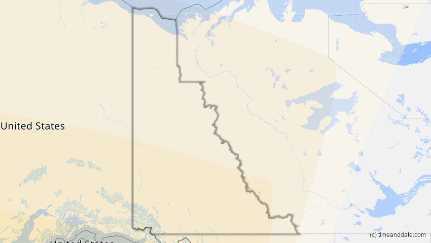 A map of Yukon, Kanada, showing the path of the 10. Apr 2070 Totale Sonnenfinsternis