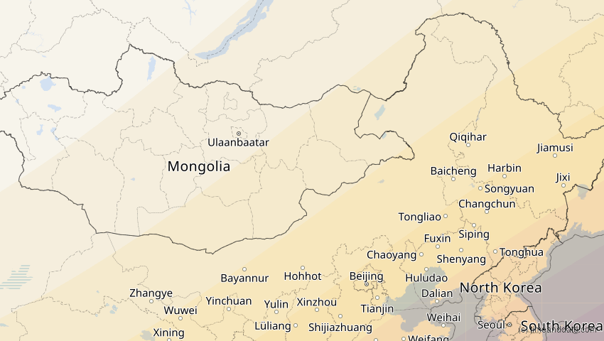 A map of Innere Mongolei, China, showing the path of the 11. Apr 2070 Totale Sonnenfinsternis