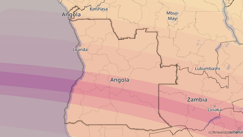 A map of Angola, showing the path of the 4. Okt 2070 Ringförmige Sonnenfinsternis