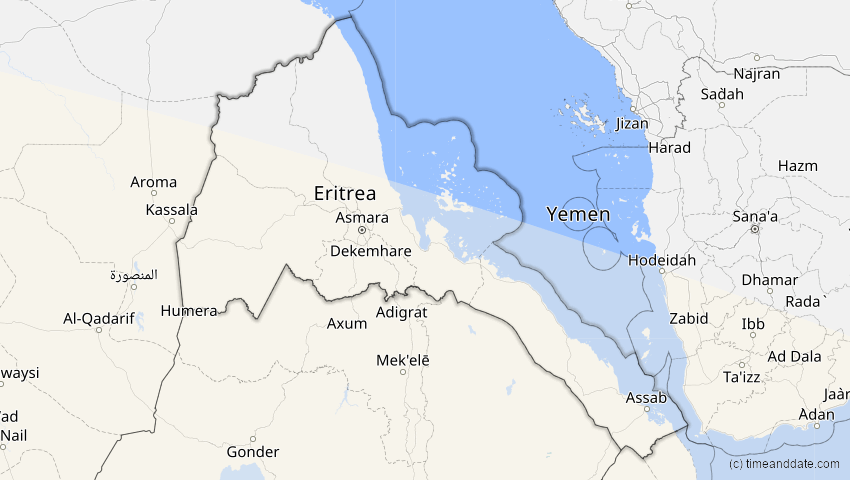 A map of Eritrea, showing the path of the 4. Okt 2070 Ringförmige Sonnenfinsternis