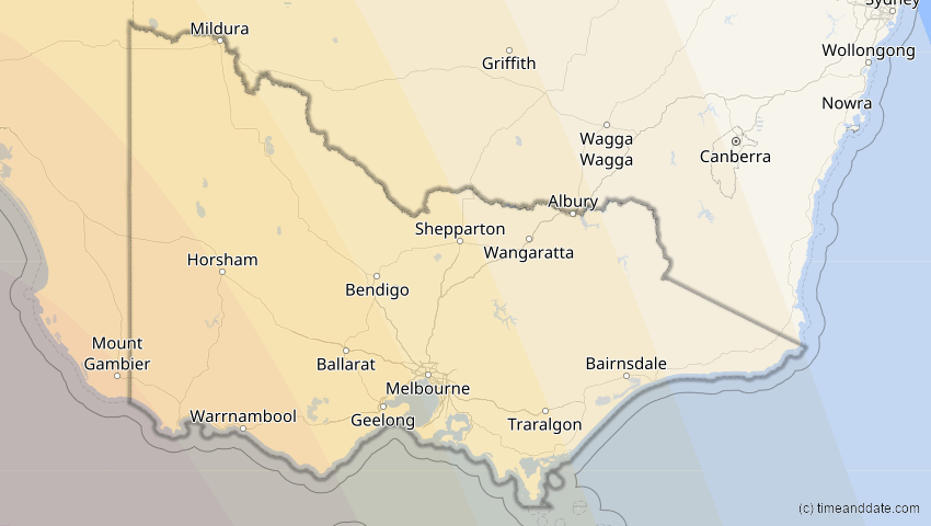 A map of Victoria, Australien, showing the path of the 4. Okt 2070 Ringförmige Sonnenfinsternis