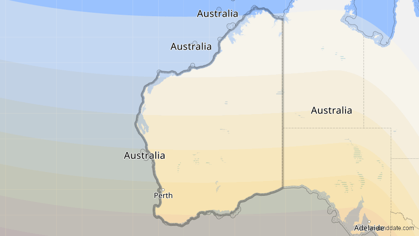 A map of Western Australia, Australien, showing the path of the 4. Okt 2070 Ringförmige Sonnenfinsternis