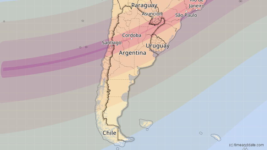 A map of Argentinien, showing the path of the 31. Mär 2071 Ringförmige Sonnenfinsternis