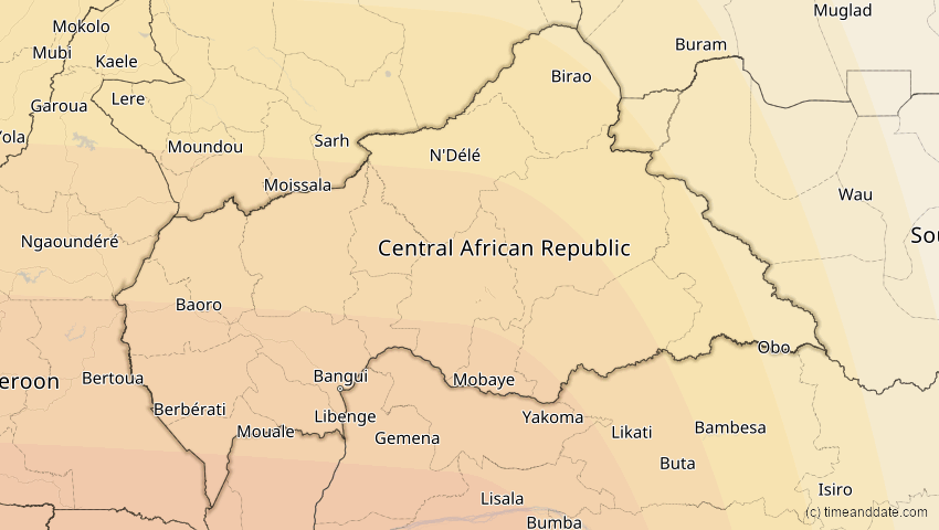 A map of Zentralafrikanische Republik, showing the path of the 31. Mär 2071 Ringförmige Sonnenfinsternis
