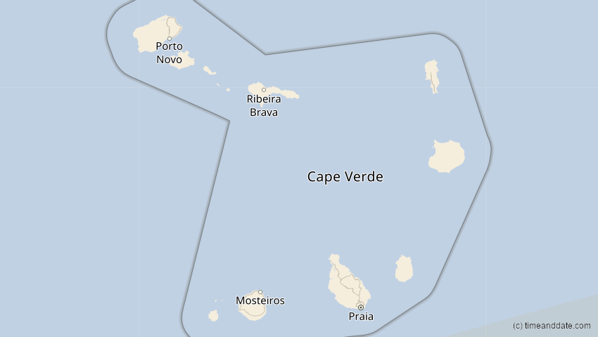 A map of Cabo Verde, showing the path of the 31. Mär 2071 Ringförmige Sonnenfinsternis