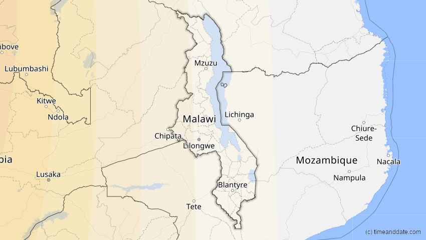A map of Malawi, showing the path of the 31. Mär 2071 Ringförmige Sonnenfinsternis