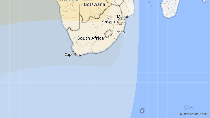 A map of Südafrika, showing the path of the 31. Mär 2071 Ringförmige Sonnenfinsternis