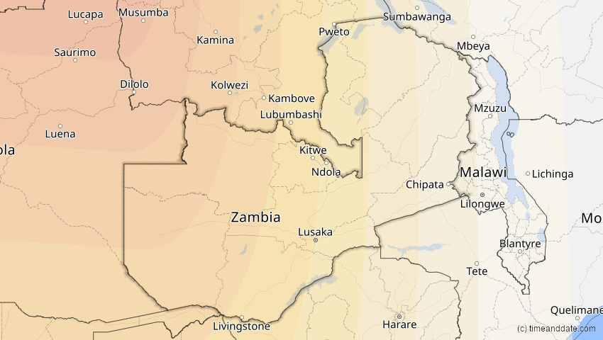 A map of Sambia, showing the path of the 31. Mär 2071 Ringförmige Sonnenfinsternis