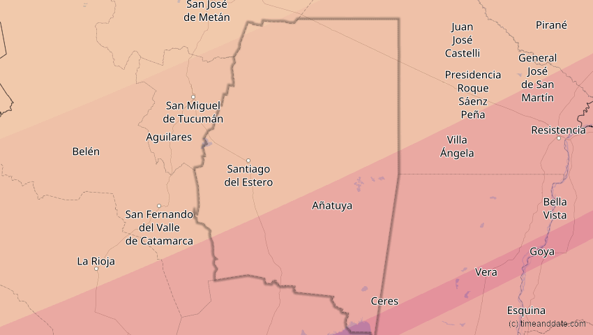 A map of Santiago del Estero, Argentinien, showing the path of the 31. Mär 2071 Ringförmige Sonnenfinsternis