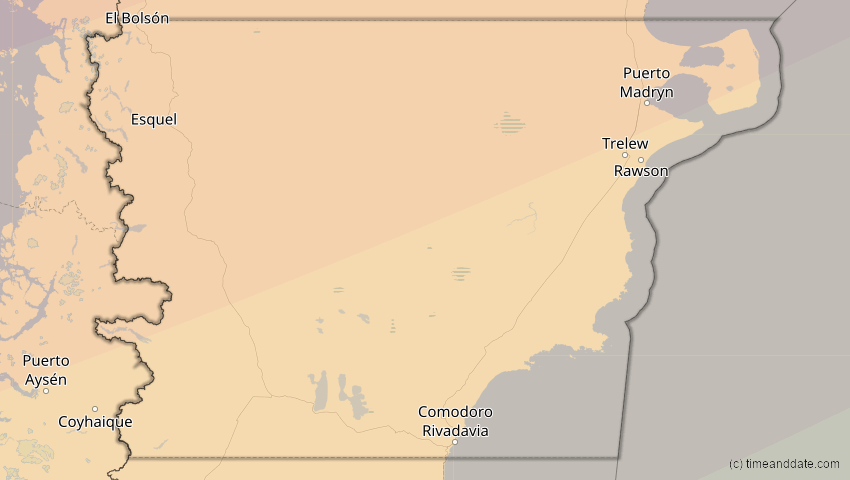 A map of Chubut, Argentinien, showing the path of the 31. Mär 2071 Ringförmige Sonnenfinsternis
