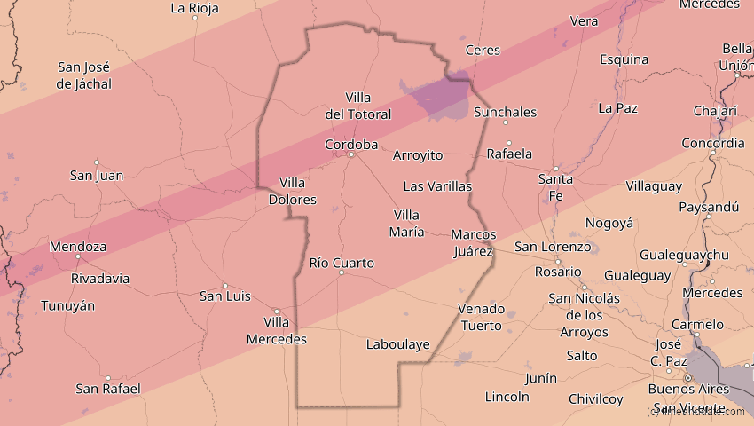 A map of Córdoba, Argentinien, showing the path of the 31. Mär 2071 Ringförmige Sonnenfinsternis