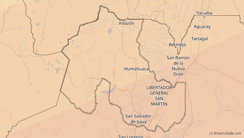 A map of Jujuy, Argentinien, showing the path of the 31. Mär 2071 Ringförmige Sonnenfinsternis