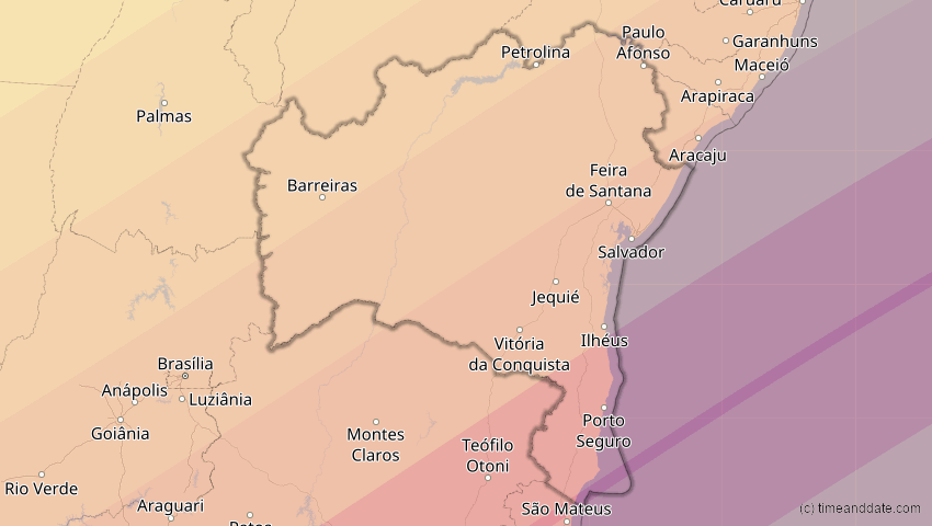 A map of Bahia, Brasilien, showing the path of the 31. Mär 2071 Ringförmige Sonnenfinsternis