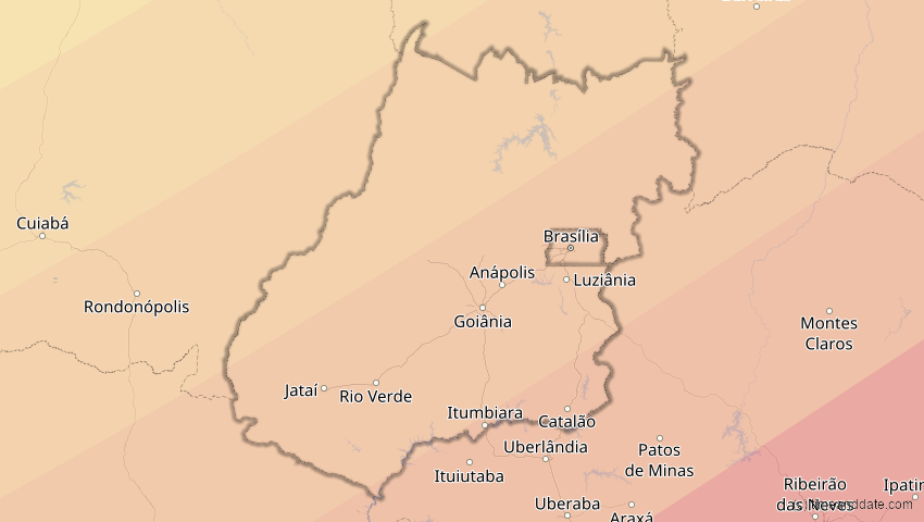 A map of Goiás, Brasilien, showing the path of the 31. Mär 2071 Ringförmige Sonnenfinsternis