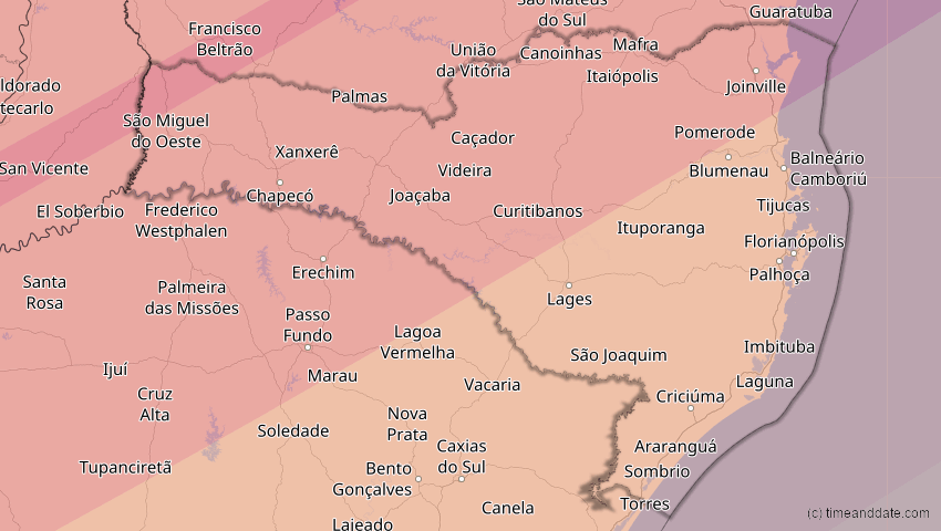 A map of Santa Catarina, Brasilien, showing the path of the 31. Mär 2071 Ringförmige Sonnenfinsternis