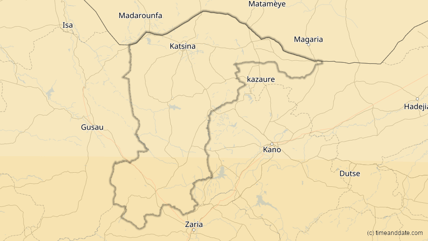 A map of Katsina , Nigeria, showing the path of the 31. Mär 2071 Ringförmige Sonnenfinsternis