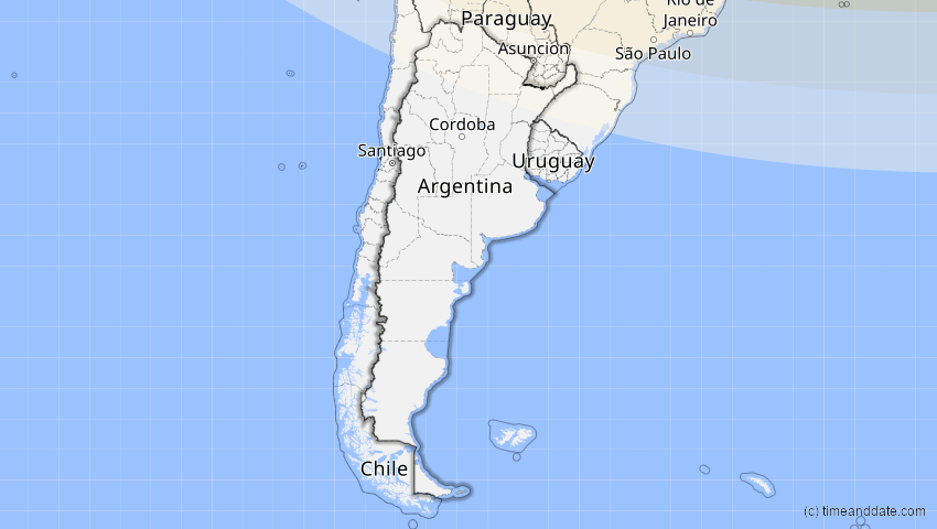 A map of Argentinien, showing the path of the 23. Sep 2071 Totale Sonnenfinsternis