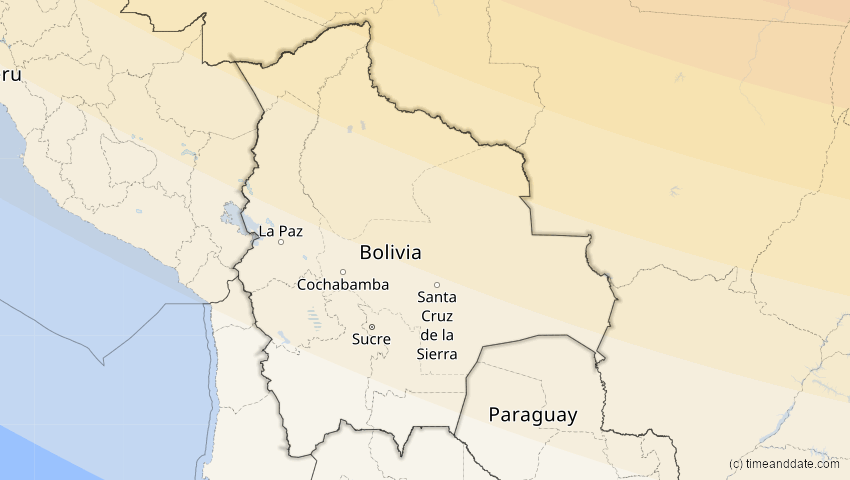 A map of Bolivien, showing the path of the 23. Sep 2071 Totale Sonnenfinsternis