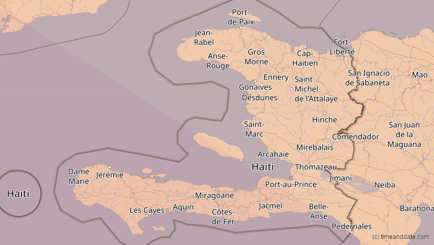 A map of Haiti, showing the path of the 23. Sep 2071 Totale Sonnenfinsternis