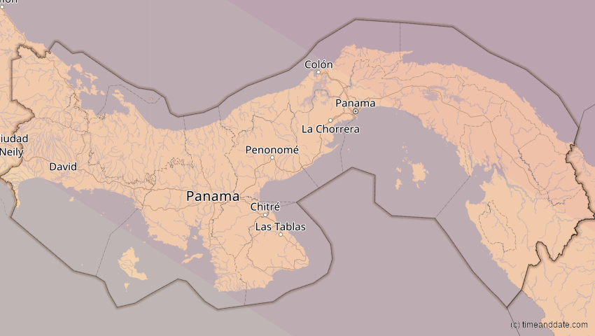 A map of Panama, showing the path of the 23. Sep 2071 Totale Sonnenfinsternis