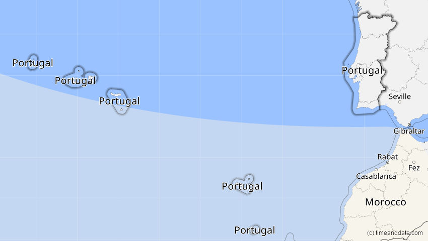 A map of Portugal, showing the path of the 23. Sep 2071 Totale Sonnenfinsternis