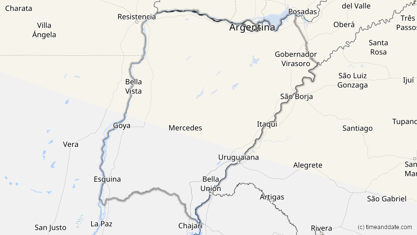 A map of Corrientes, Argentinien, showing the path of the 23. Sep 2071 Totale Sonnenfinsternis