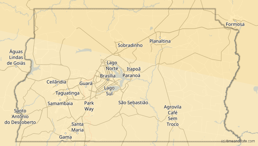 A map of Hauptstadtbezirk, Brasilien, showing the path of the 23. Sep 2071 Totale Sonnenfinsternis