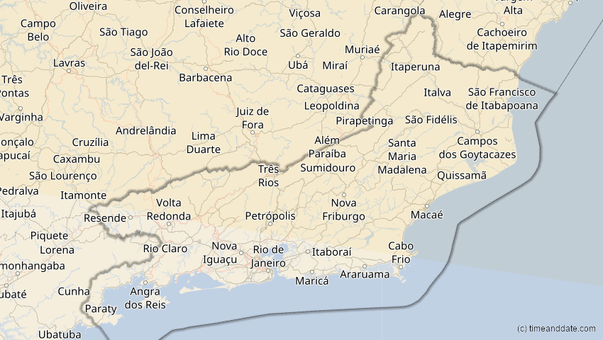 A map of Rio de Janeiro, Brasilien, showing the path of the 23. Sep 2071 Totale Sonnenfinsternis