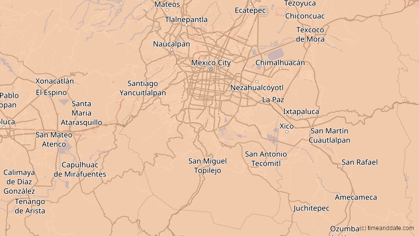 A map of Ciudad de México, Mexiko, showing the path of the 23. Sep 2071 Totale Sonnenfinsternis