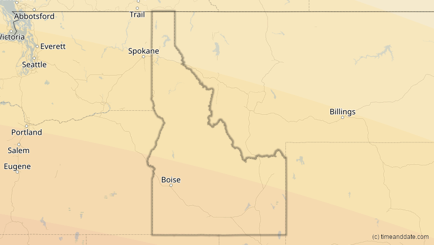 A map of Idaho, USA, showing the path of the 23. Sep 2071 Totale Sonnenfinsternis