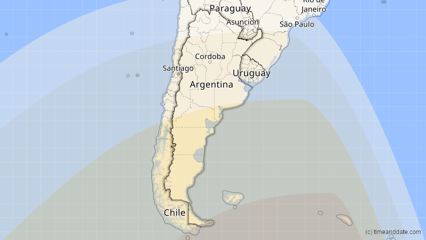 A map of Argentinien, showing the path of the 19. Mär 2072 Partielle Sonnenfinsternis