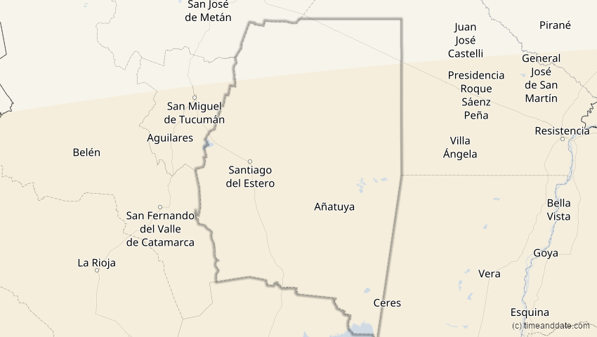 A map of Santiago del Estero, Argentinien, showing the path of the 19. Mär 2072 Partielle Sonnenfinsternis