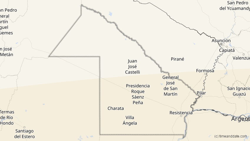 A map of Chaco, Argentinien, showing the path of the 19. Mär 2072 Partielle Sonnenfinsternis