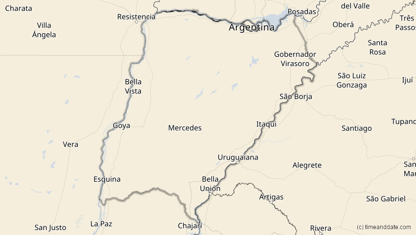 A map of Corrientes, Argentinien, showing the path of the 19. Mär 2072 Partielle Sonnenfinsternis
